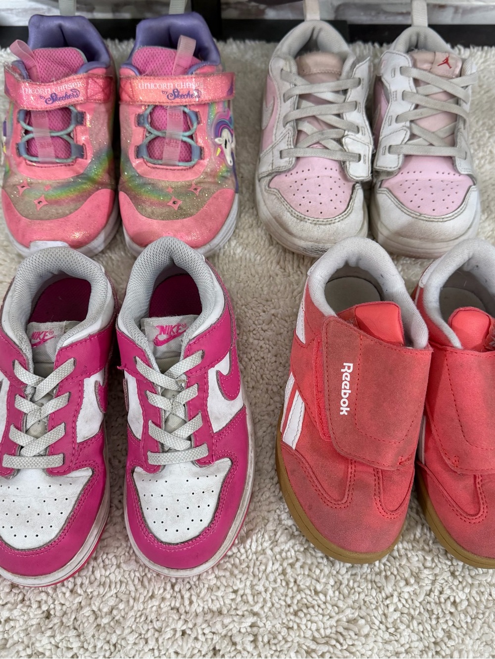 Reebok Kids Coral-Red Velcro Sneakers